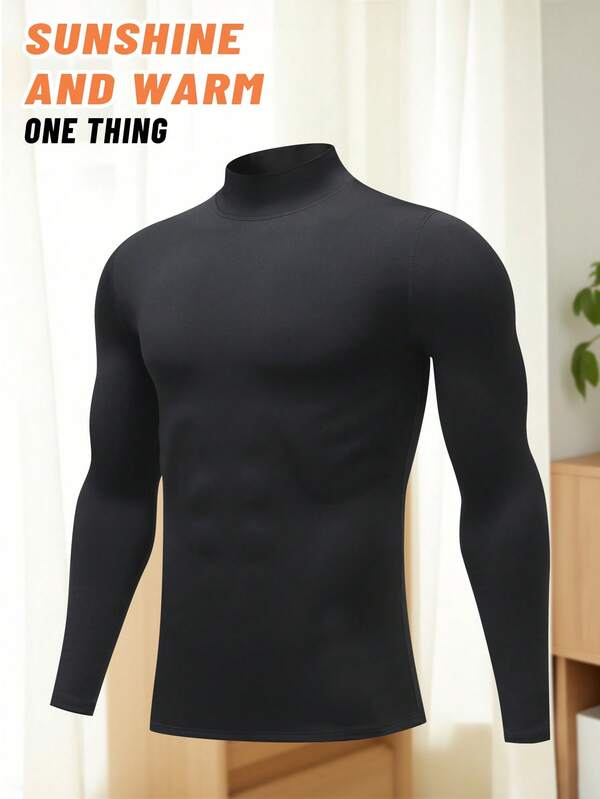 1 Set Men's Fleece Lined Thermal Underwear Set, Warm And Comfortable For Autumn/Winter