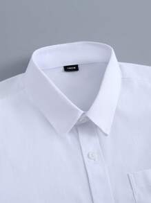 5-14岁男童经典全棉白色长袖衬衫，带口袋，柔软绅士风，适合学校、毕业典礼、演出、正式派对、晚宴等场合。