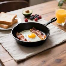 4-Piece Cast Iron Frying Pan Set, Kitchen Pot Set, Physical Non-Stick Pans With Integrated Anti-Scalding Handles, 10.2", 7.87", 6.3", 5.51" Pans, Suitable For Frying, Stir-Frying, Cooking, Pizza, Black, Cast Iron Cookware, Frying Pan