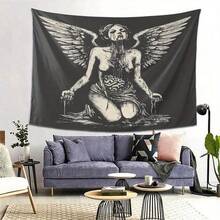 Despairing Angel Tapestry Wall Hanging  Gothic Home Decor For Living Room Bedroom Office  Dark Background With Winged Figure & Intricate Design  Durable Polyester Fabric  Perfect For Indoor  Outdoor Decoration - Nhiều màu - Xem 5
