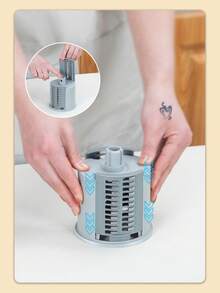 3-In-1 Multifunctional Vegetable Chopper And Slicer, Can Be Used As Rotary Cheese Grater, Onion Dicer, Spiral Shredder, Fruit Mincer, Manual Vegetable Cutter And Potato Slicer, Convenient And High-Performance (Actual Color Slightly Darker), 3 Blade Sets With Dual-Sided Locking Clips