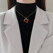 1 pieza Collar de flor de rosa de acero inoxidable, collar gargantilla de lujo con decoración de cristal completo y delicado Charm para mujeres, sin caja de regalo para el Día de San Valentín - collar - Ver 6