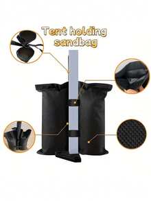 1/2pcs/Set Canopy Weight Bags, Gazebo Sand Bags, Black Counterweight Bags To Firmly Secure Your Canopy, Tent Or Gazebo, Maintain Stability In Various Outdoor Conditions Like Windy Parks, Backyard Parties Or Camping Trips. Can Be Filled With Sand, Gravel Or Other Heavy Materials. Ideal For Pop-Up Canopies, Patio Umbrellas, Outdoor Gatherings And Situations Requiring Secure Canopy Placement., Camping Equipment, Camping Essentials - Multicolor - View 6
