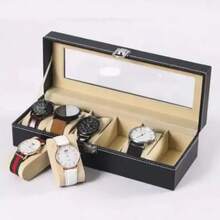 Caixa Organizadora Porta Relogios com 6 lugares Acrilico luxo 30cm - Preto - Visão 1