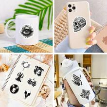 50pcs Gothic Punk Style Waterproof Stickers In Black & White - Durable, Reusable Vinyl Decals With Intricate Skulls, Roses, Cats & More For Laptops, Helmets, Mugs & DIY Projects, Skull Stickers For Vehicles Waterproof