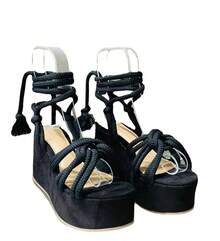 New Summer Style Large Size Women's Shoes Wedge Heel Lace-Up Fashion Thick Sole Strap Sandals For Women - 綠色 - 查看 7