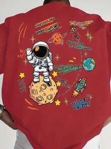 Men's Shirt With Print On The Back, 100% Cotton Casual Style, - Rojo - Ver 2