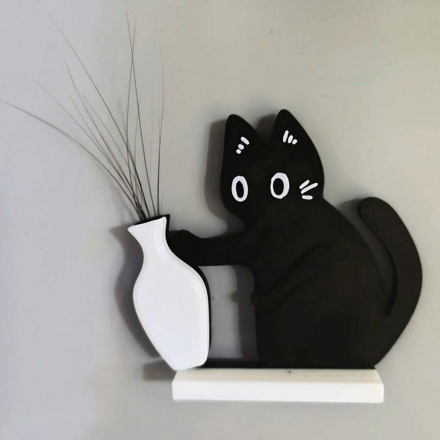 Cat Whisker Collector Jar, Swinging Rotating Refrigerator Magnet