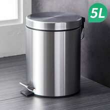 5/8L Stainless Steel Pedal Trash Can, Rectangular Kitchen Trash Can With Durable Plastic Inner Bin, Silver