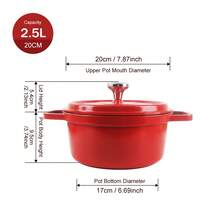 ABKOK 20cm/24cm Red Aluminum Cooking Pot With Lid, Stovetop Multifunctional, Non-Stick & Durable, Kitchen Utensil For Home/Camping