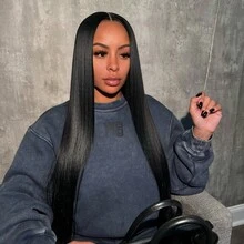 30 32 Inch Straight Human Hair Wigs Hd Lace Wig 13x6 Human Hair Brazilian Bone Straight Lace Frontal Human Hair Wigs For Women - Natural Black - Xem 4