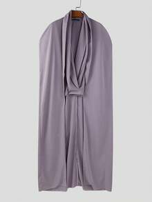 INCERUN Fashion Mens V-Neck Cloak Sleeve Solid Blouse Casual Party Long Shirt Tops - Màu tím - Xem 4
