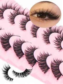 7 Pairs Fluffy Faux Mink Eyelashes, Dramatic Long & Full False Eyelashes, 3D Realistic Natural Looking Lashes