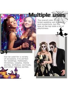 حجاب عروس أسود مع مشابك شعر، حجاب عروس طويل من التول والدانتيل ذو طبقتين من الشبك، حجاب عروس جوتيك لحفلات الخطوبة وحفلات العروس