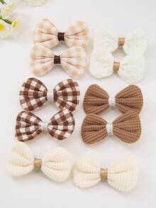 Bộ 10 chiếc kẹp tóc nơ bằng vải màu kaki trơn dành cho bé gái, phụ kiện tóc dễ thương, phù hợp sử dụng hàng ngày. - Nhiều màu - Xem 5