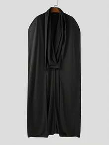 INCERUN Fashion Mens V-Neck Cloak Sleeve Solid Blouse Casual Party Long Shirt Tops - Black - View 5