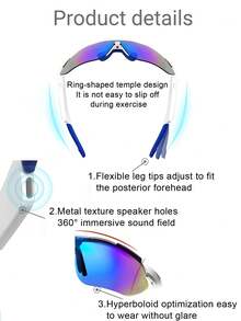 1pc Smart Glasses New Black Technology Wireless Headphones For Men And Women Outdoor Cycling Sports Navigation Voice Listening To Music Calling Voice Assistant Wake Up Remote Control Photography Apple Android Mobile Phone Universal Anti-Ultraviolet Sun Sunglasses Suitable For A Variety Of Face Shapes