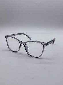 1 件女士透明灰色猫眼 PC 镜框简约纯色个性化搭配职场办公室复古无度数眼镜