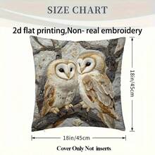 1 Vỏ gối hình cú mèo dễ thương, thêu 2D, 18"X18", vải nhung mềm mại, có khóa kéo có thể giặt được, thích hợp cho ghế sofa phòng khách, đệm xích đu hiên nhà, không bao gồm ruột gối - Nhiều màu - Xem 4