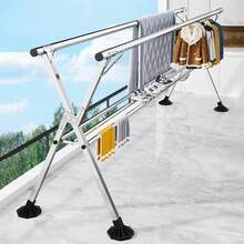 Tendederos de Ropa, Tendedero Retráctil Plegable con Estante,Tubos de Acero engrosados,Estante de Secado Portátil de Acero Inoxidable Exteriores e Interiores Perchero (A) - A - Ver 1