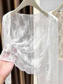 Women's Lightweight Lace Long Sleeve Casual Cardigan, Summer New Arrival - White - View 1