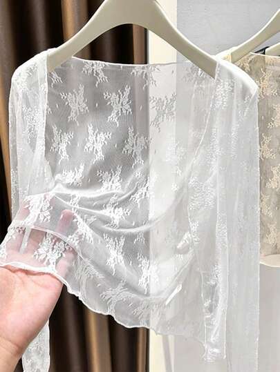 Women's Lightweight Lace Long Sleeve Casual Cardigan, Summer New Arrival