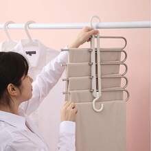 5 Layer Foldable Trouser Hanger, Stainless Steel Anti-Slip Pants Rack, Collapsible Wardrobe Space Saver For Jeans, Leggings & Scarves - Multicolor - View 3