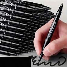 10pcs Black Permanent Marker Pens, Fine Tip Waterproof Marker Pens For Office And School Supplies, Oil-Based Dual Tip Marker Pens For Anime Drawing And Outlining