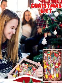 12 支圣诞迷你彩色笔，四合一可爱笔，散装，适合生日和派对，趣味笔礼品，各种墨水卡哇伊笔，冬季节日生日派对奖品办公室书写用品礼品袋填充物 - 彩色 - 查看 8