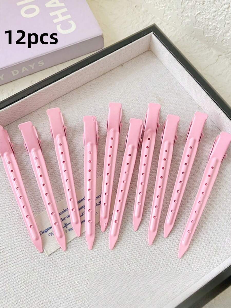 12/6 szt. damskich, modnych, minimalistycznych, ulicznych spinek do włosów z metalu, 9 cm/3,54 cala, w kolorze różowym, odpowiednich do codziennej dekoracji, stylizacji w salonie fryzjerskim, dojazdów do pracy, spinek do włosów w stylu Y2K, spinek bocznych, spinek typu "kaczka", spinek do pazurów, klamer do włosów, spinek do włosów, spinek typu "krokodylek", różowych akcesoriów