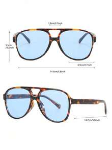 1pc Women's Plastic Double-Beam Aviator Large Frame Personalized Contrast Color Retro Minimalist Glasses Casual Daily Versatile European And American Sexy Ins Style Outdoor Travel Decorative Fashion Aviator Shape Shades - Multicolor - View 2