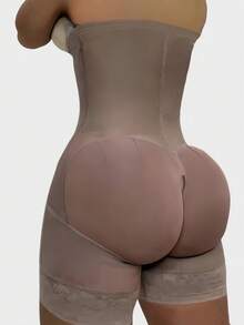 1件哥伦比亚高腰塑形短裤，女士收腹塑身裤，提臀瘦腿，带拉链，全身压缩塑形，适合各种场合 - 鏽棕色 - 查看 4