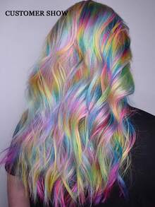 10 件 Y2K 彩虹色接发带闪亮金属片 52 英寸 10 色合成直发片霓虹发饰适合女性女孩派对节日和万圣节新年使用 - 彩色 - 查看 3