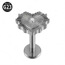 1 件钛心形氧化锆唇环内螺纹 CZ 花形唇钉耳屏耳软骨扁平穿孔鼻环饰品 - 鈦原色 - 查看 23