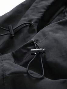 男士连帽长袖夹克，带口袋，印花外套，适合春秋季穿着 - 黑色 - 查看 7