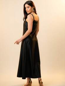 Italian Style Boat Neck Sleeveless Fitted Dress For Women - 黑色 - 查看 7