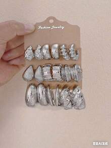 Elegant Asymmetrical Earrings, Dot Teardrop, Smooth C-Shape, Smooth Spoon, Extra Large Rhombus C, Suitable For Daily Wear And Holidays, Gift