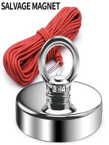 1pc Super Strong Magnetic Retrieval Hook, High Magnetic Force For Underwater Treasure Hunting, Ultra-Durable, Non-Slip Silicone Coated, Suitable For Bathroom Drain Jewelry Retrieval, Kitchen Sink Utensil Pickup, Car Seat Crevice Phone Retrieval, Outdoor Pond Key Fishing, 10m Random Color Extension Cord, IP68 Waterproof & Rust-Proof - Silver - View 1