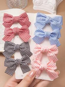 8 件/4 件格子蝴蝶结装饰鳄鱼发夹，可爱的 Y2K 情人节爪夹，清新甜美女孩发夹，适合日常、节日礼物和返校配饰，发夹，发夹，鳄鱼发夹 - 混合色 - 查看 3