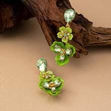 1 Pair Elegant Blue Flower Dangle Earrings, Bohemian Style, Suitable For Women's Daily Wear, Gift - Earrings - View 8