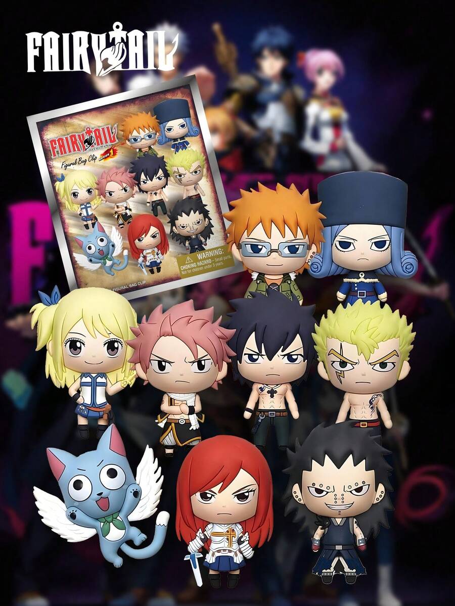 Crunchyroll 1PC FAIRY TAIL Officially Licensed 3D Anime Character Series Mystery Bulk Bag Clip Keychain Random One Natsu And Gray Or Other Characters Package Decoration Birthday Anniversary Gifts For Friends Family