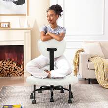 Leg Office Chair, Adult ADHD Office Chair, Height Adjustable Yoga Office Chair, Meditation Chair With Lumbar Support, Home Office Kneeling Chair - 棕色 - 查看 10