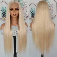 360 Full Lace Front Wig For Women Ginger Orange Long Straight Hair Wigs Pre Plucked Hairline Heat Resistant Fiber Soft Dark Orange Colored Wig Glueless Free Part HD Lace Natural Look Full Lace Synthetic Hair Replacement Wigs For Women & Men All Ethnicities, Party & Daily Wear 180% Density 30 Inch - 金色 - 查看 5