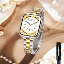 1pc Women's And Men's AppleWatch Band Bracelets Replaceable Strap Wristband, Stainless Steel Adjustable Quick Release Waterproof Breathable Bracelet Compatible With Apple Watch 38mm 40mm 41mm 42mm 44mm 45mm 49mm S10 S11 46mm/42mm,Fashionable Casual Sport Watch Bands Compatible With Apple Watch Band Ultra 11 10 9 8 7 - Silver Gold - View 21