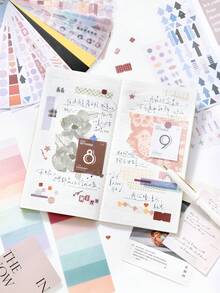 彩色卡基本贴纸书，简约高品质剪贴簿材料，数字和圆点手工 DIY 贴纸 - 彩色 - 查看 5
