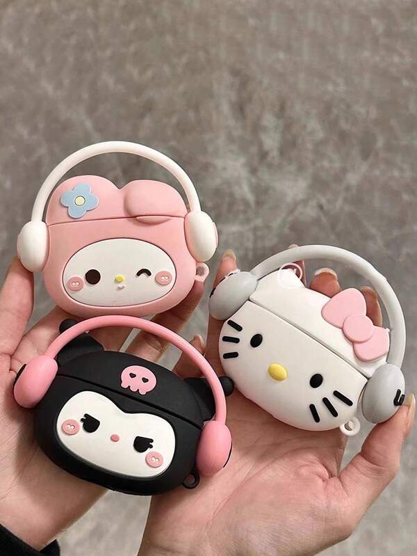 Sanrio 1pc Sanrio 3D Sanrios Bag Charm, Kitty, Kuromi, Melody, 3D Earphone Case Suitable For Airpod 2 3 Pro Wireless Bluetooth Earphones, Soft Silicone Protective Cover, Suitable As Gift For Friends