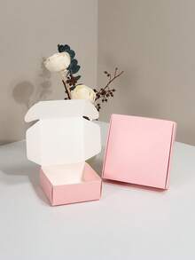 50个粉色牛皮纸盒，迷你牛皮纸礼品盒，小纸盒，飞机造型粉色迷你包装盒，多用途珠宝包装盒，适用于戒指、耳环、婚礼、生日、节日、圣诞节、珠宝制作展示、包装用品、派对礼品DIY礼盒