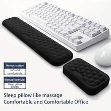 Computer Keyboard Wrist Rest And Mouse Wrist Rest Two-Piece Set, Mouse Pad With Wrist Rest, Keyboard Wrist Rest, Mouse Wrist Rest, Ergonomic Memory Foam Wrist Rest, Massage Wrists, Comfortable And Breathable - Black - View 2