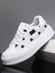 Men's Skateboard Shoes, New Breathable Casual Shoes, Distressed Canvas White Skateboarding Shoes, Fashion Versatile White Sneakers