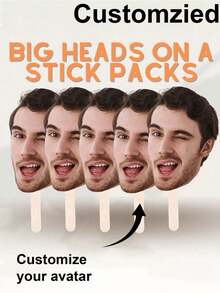 1/3/5/10pcs Custom Heads On A Stick Face On A Stick, Custom Bachelorette Party Decor Big Head Face Cutouts Bridal Party Props Fat Head Custom Face Fan Suitable For Various Parties Such As Birthday Celebrations, Weekend Barbecues And Cocktail Parties Parties, , Colorful, Cute, Adorable, Funny, Kawaii, Y2K, Stylish, Unisex